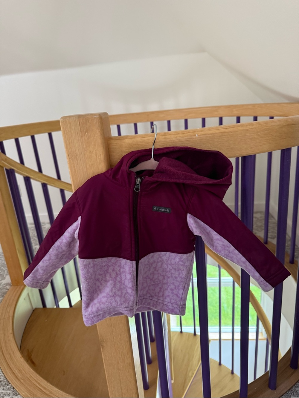 12-18M Columbia Toddler Girls' Maroon & Lilac Hooded Jacket